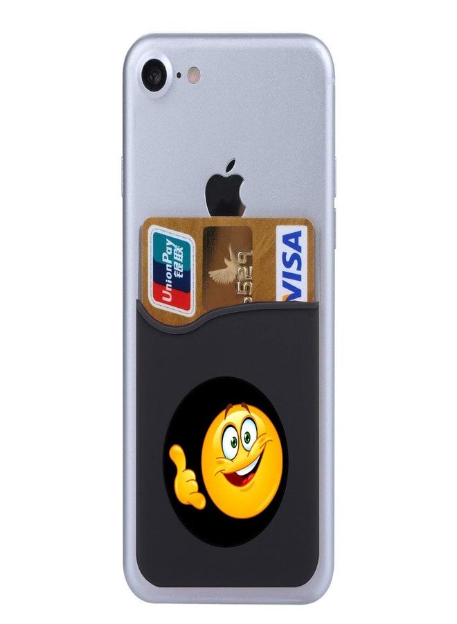 Plan To Gift Set of 3 Cell Phone Card Wallet, Silicone Phone Card Id Cash Wallet with 3M Adhesive Stick-on Call me Smily Printed Designer Mobile Wallet for Your Phone & Tablet - Image 3